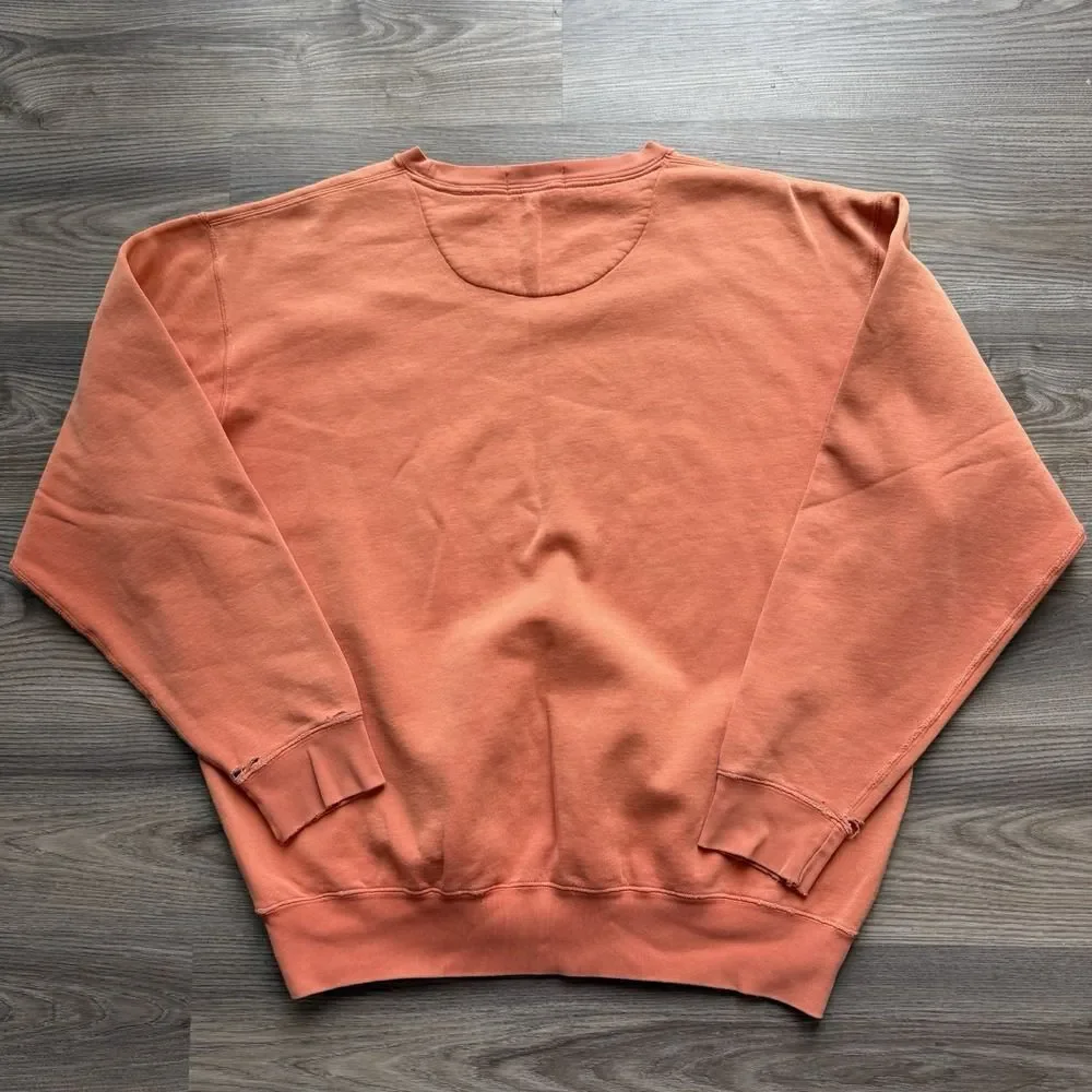 Vintage 90s Polo Ralph Lauren Faded Orange Distressed Pullover Crewneck Mens L